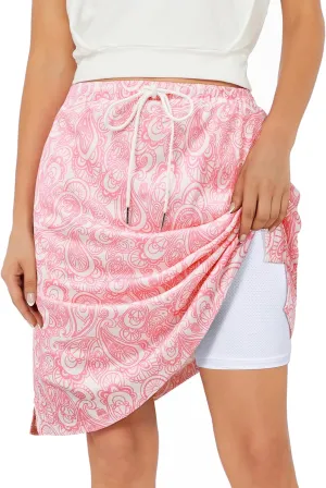 Zando Skorts for Women Dressy Casual Knee Length Skirts for Women with Pockets Athletic Drawstring Skirt Golf Tennis