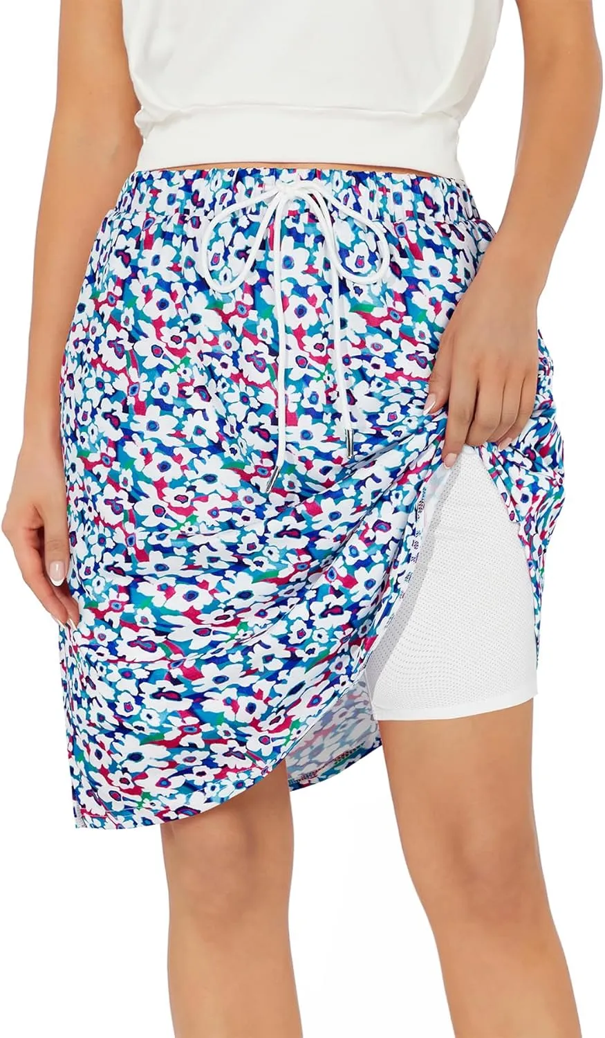 Zando Skorts for Women Dressy Casual Knee Length Skirts for Women with Pockets Athletic Drawstring Skirt Golf Tennis