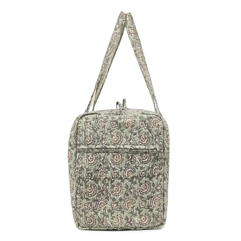 ZINNIA  HAND BLOCK PRINTED QUILTED TRAVEL DUFFLE BAG BIG