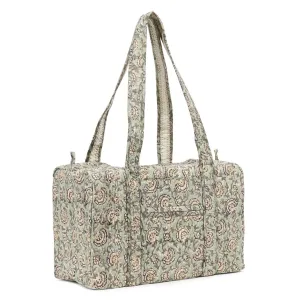 ZINNIA HAND BLOCK PRINTED QUILTED TRAVEL MICRO DUFFLE BAG