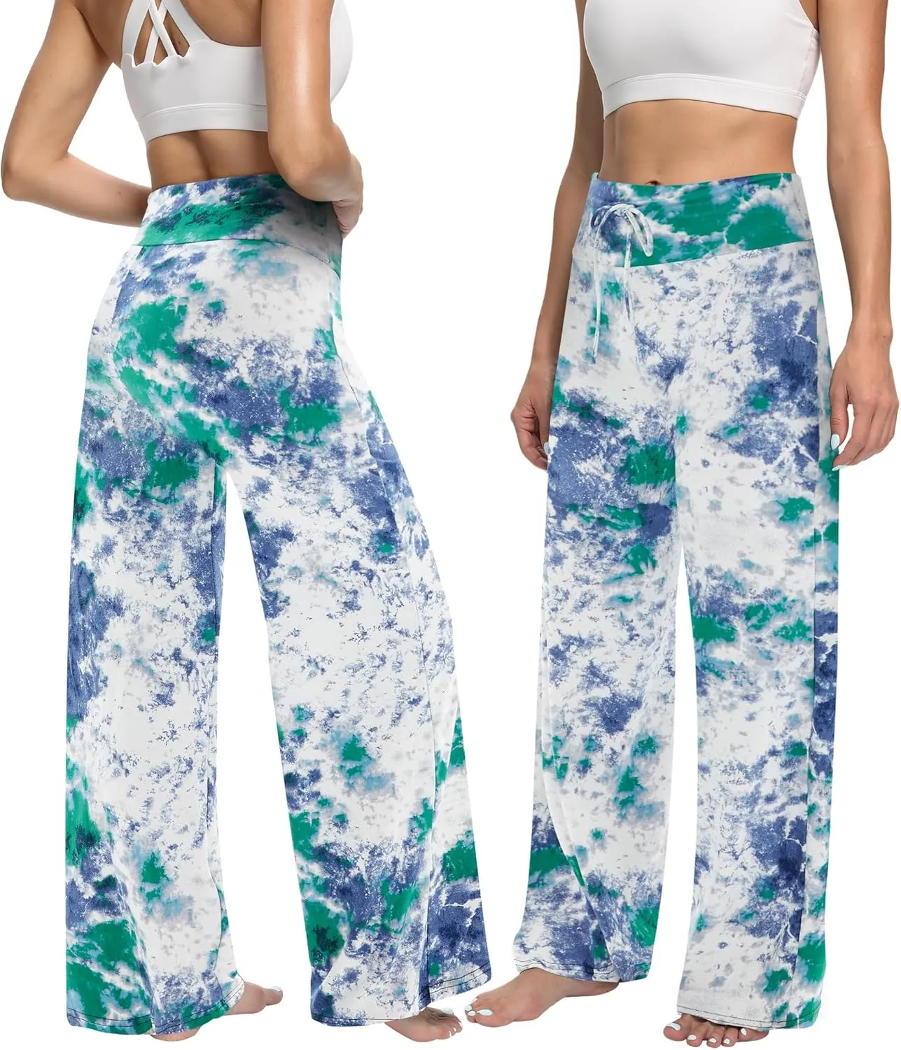 ZOOSIXX Soft Black Pajama Pants for Women, Wide Leg Comfy Casual Lounge Yoga Capri Pants 22'' / 30''