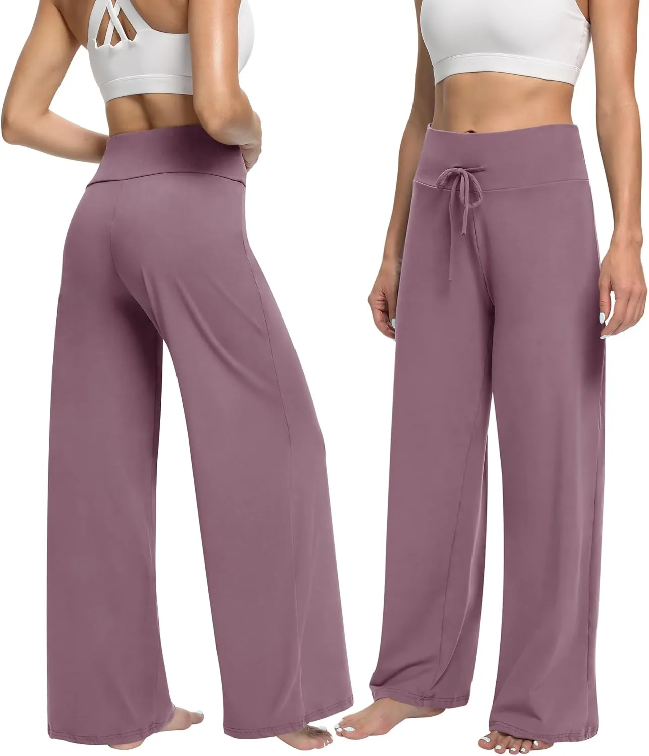 ZOOSIXX Soft Black Pajama Pants for Women, Wide Leg Comfy Casual Lounge Yoga Capri Pants 22'' / 30''