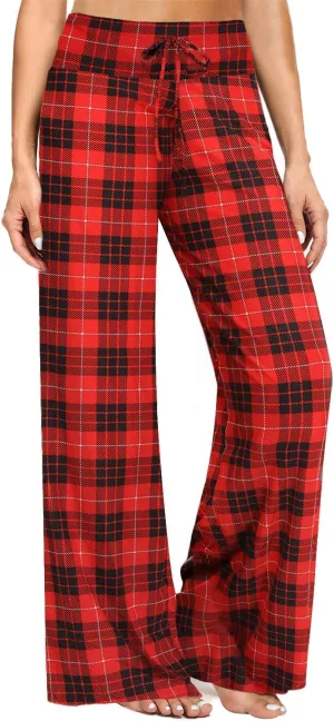 ZOOSIXX Soft Black Pajama Pants for Women, Wide Leg Comfy Casual Lounge Yoga Capri Pants 22'' / 30''