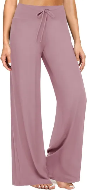 ZOOSIXX Soft Black Pajama Pants for Women, Wide Leg Comfy Casual Lounge Yoga Capri Pants 22'' / 30''