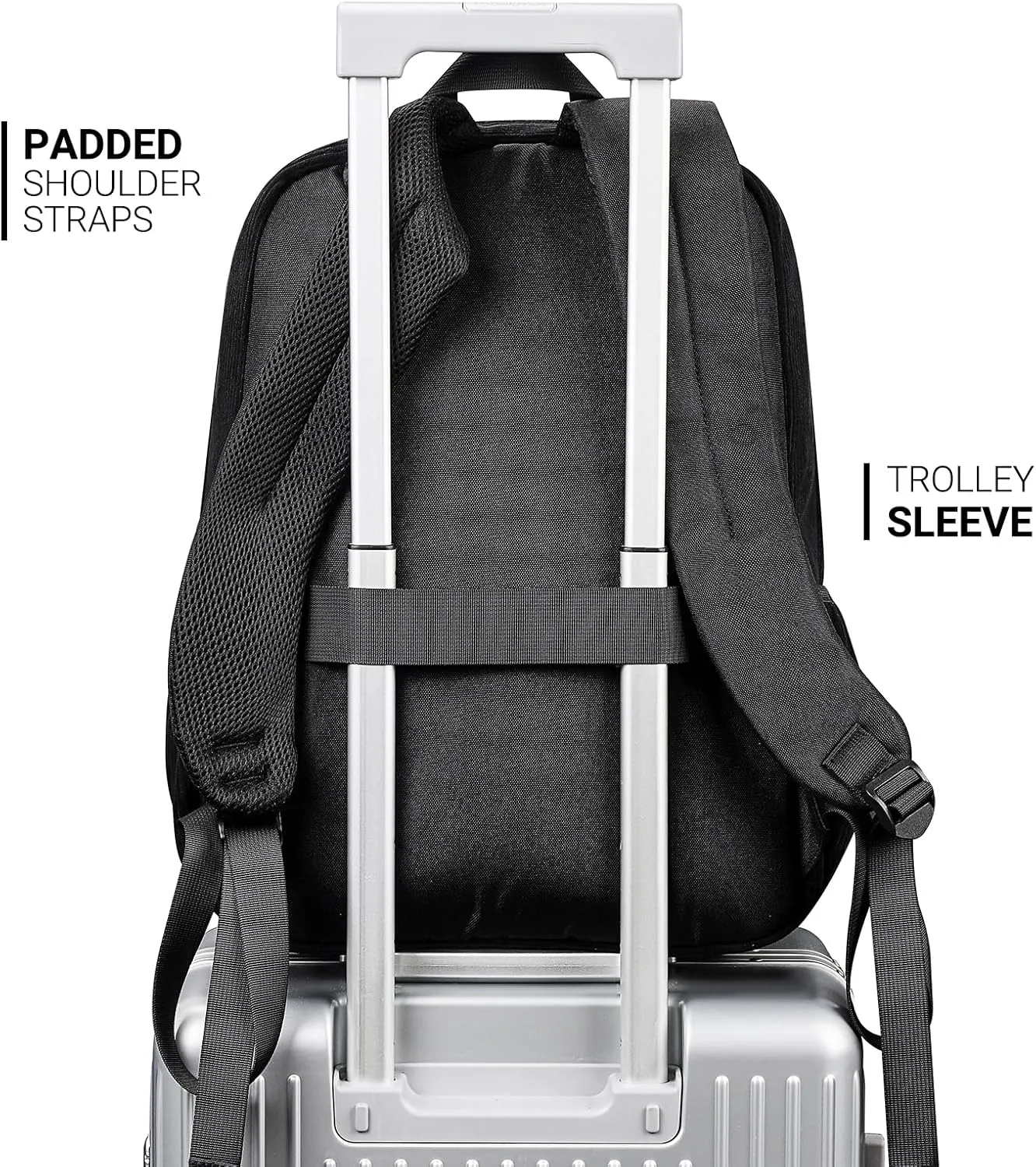 ZORFIN 26L Backpack for School, College, and Travel: Corduroy Bookbag with 8 Compartments - Black