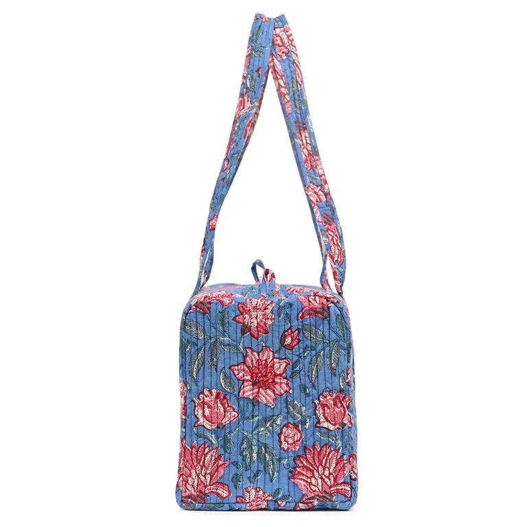 ZUCCHINI  HAND BLOCK PRINTED QUILTED TRAVEL MICRO DUFFLE BAG
