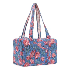 ZUCCHINI  HAND BLOCK PRINTED QUILTED TRAVEL MICRO DUFFLE BAG